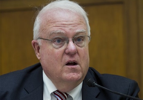 House Judiciary Committee member Rep. Jim Sensenbrenner, R-Wis., questions a witness during the committee's hearing on Recommendations to Reform FISA Authorities, Tuesday, Feb. 4, 2104, on Capitol Hill in Washington. (AP Photo/Cliff Owen)